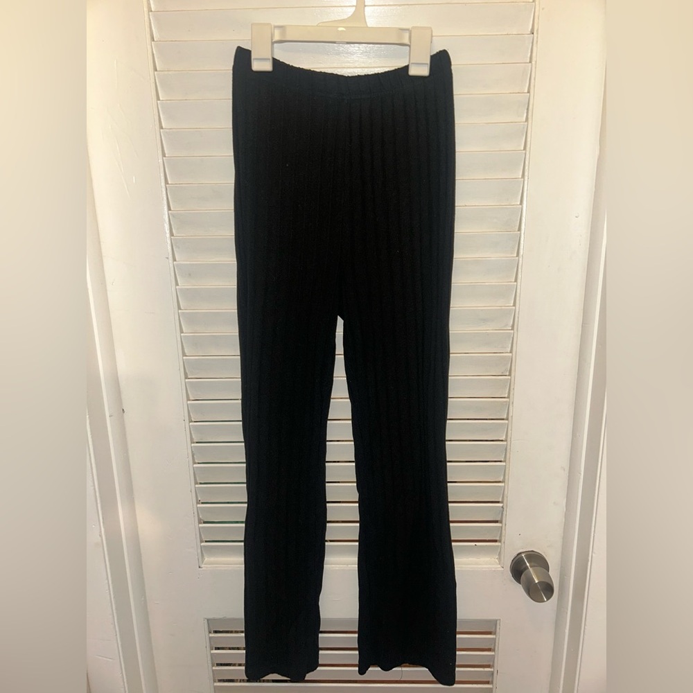Black Ribbed Knit Pants